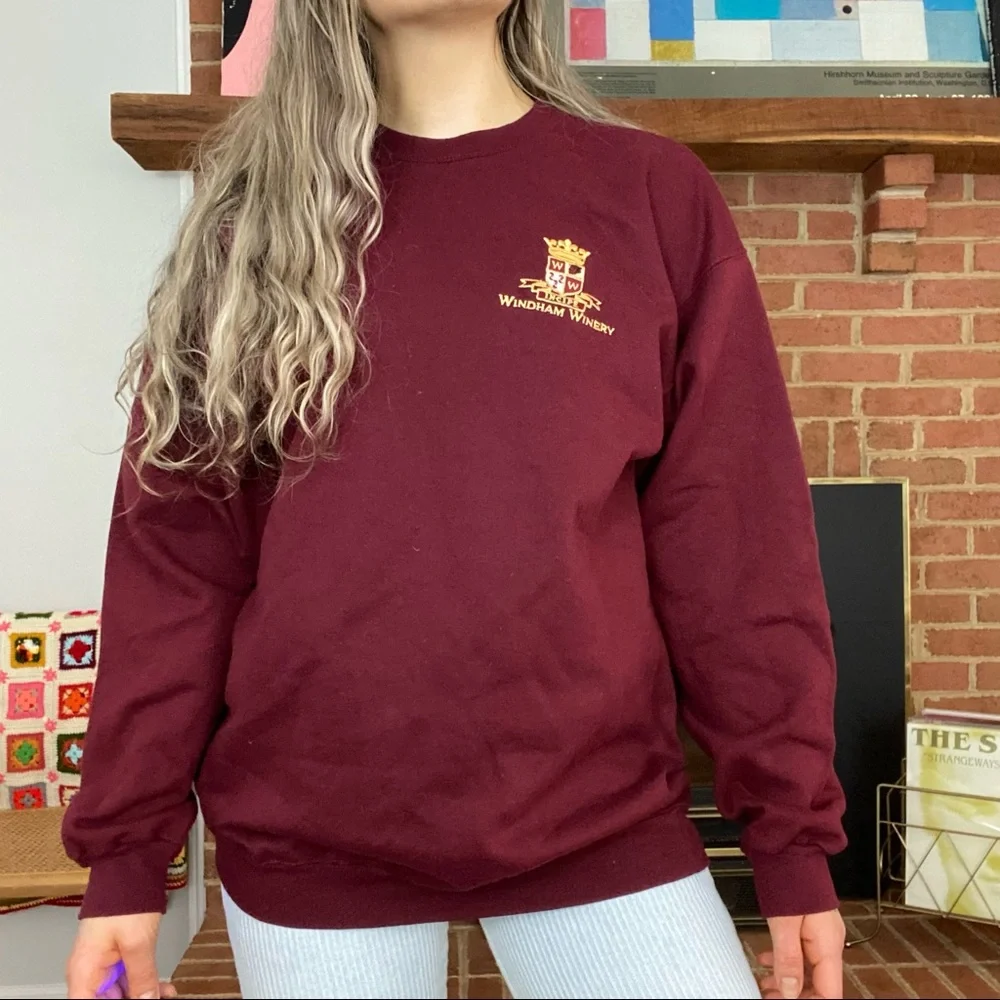 Vintage 90s Oversized Windham Winery Crest Embroidered Crewneck Prep Aca… - Picture 1 of 12